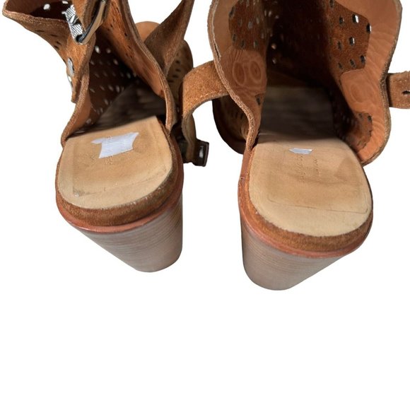 Rag & Bone Wyatt Nubuck Perforated Bootie Sandals Camel Women’s US 7.5 / EU 37.5 - Picture 4 of 11